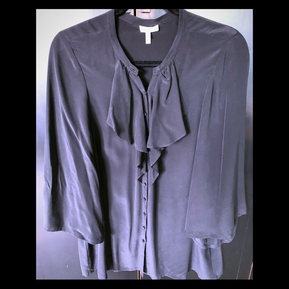 JOIE SILK RUFFLE FRONT BLOUSE - Picture 1 of 2